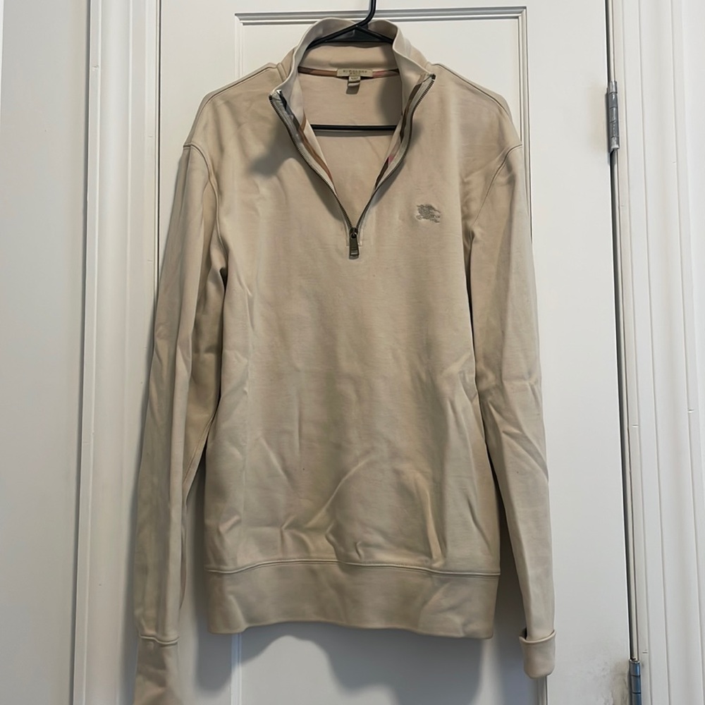 Burberry Brit Trench Tan L/S Cotton 1/4 Zip Pullover Sweater